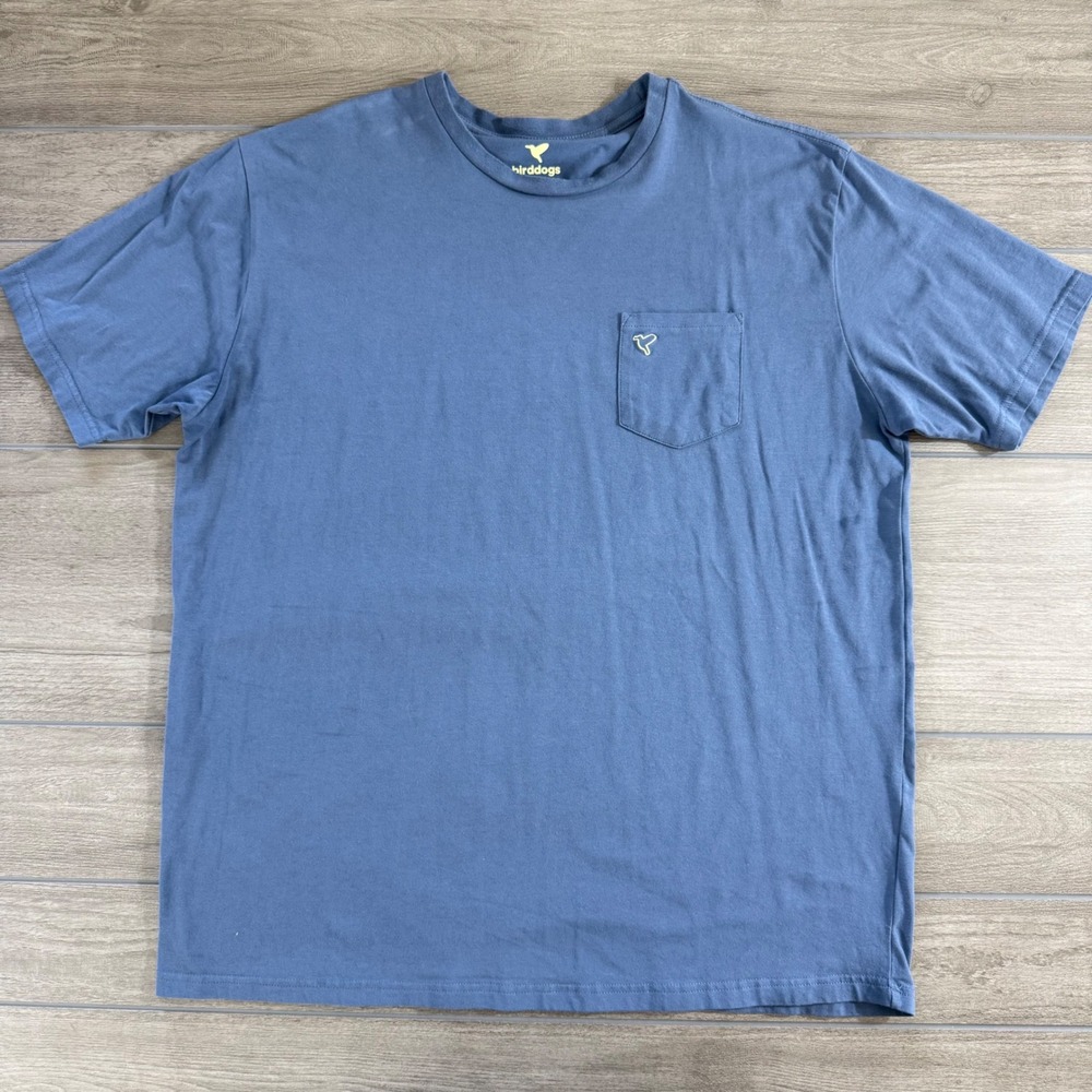 Birddogs Pocket T-Shirt XXL Blue Short Sleeve Crew Neck Cotton Blend Tee